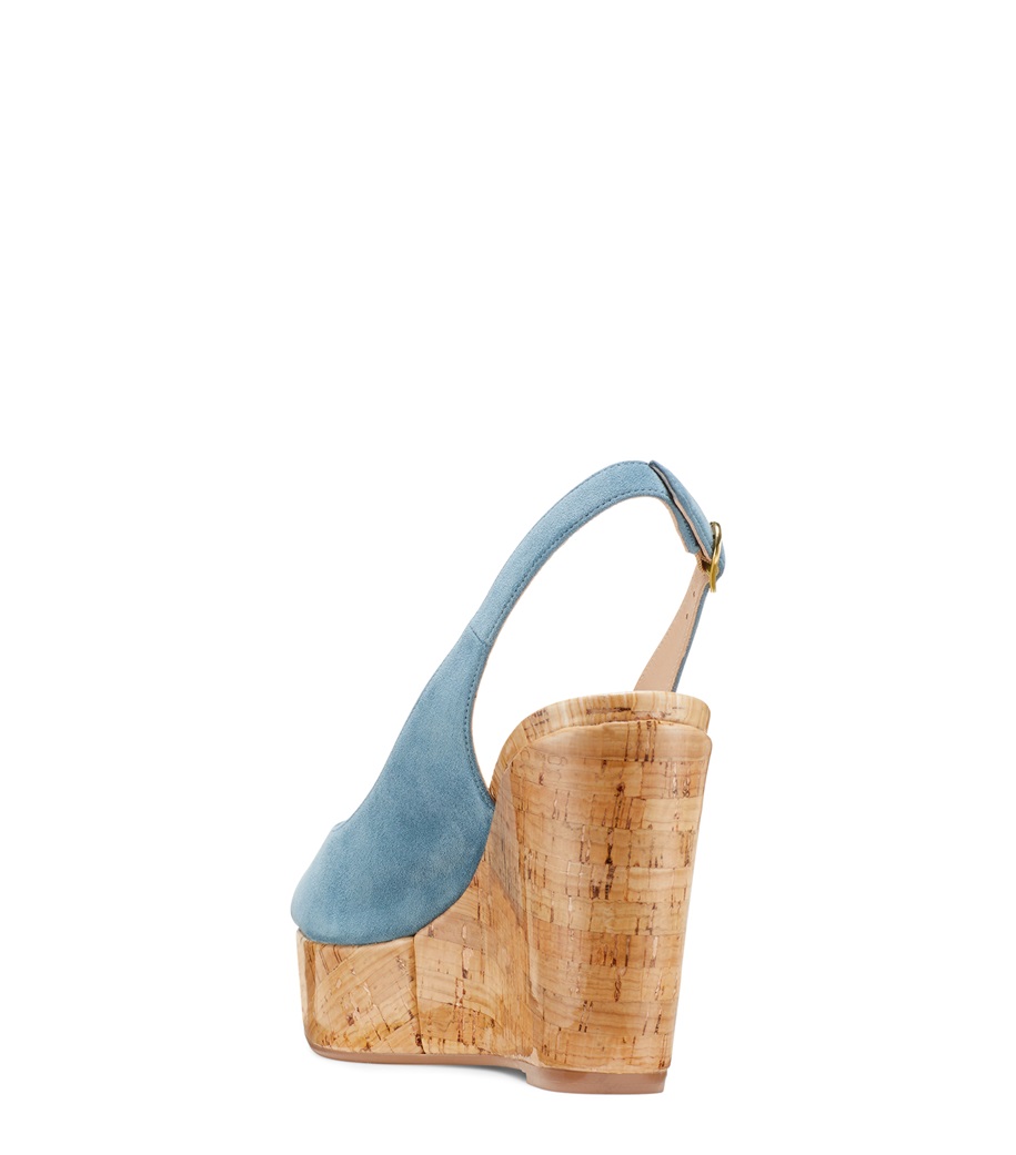 blue suede wedge shoes